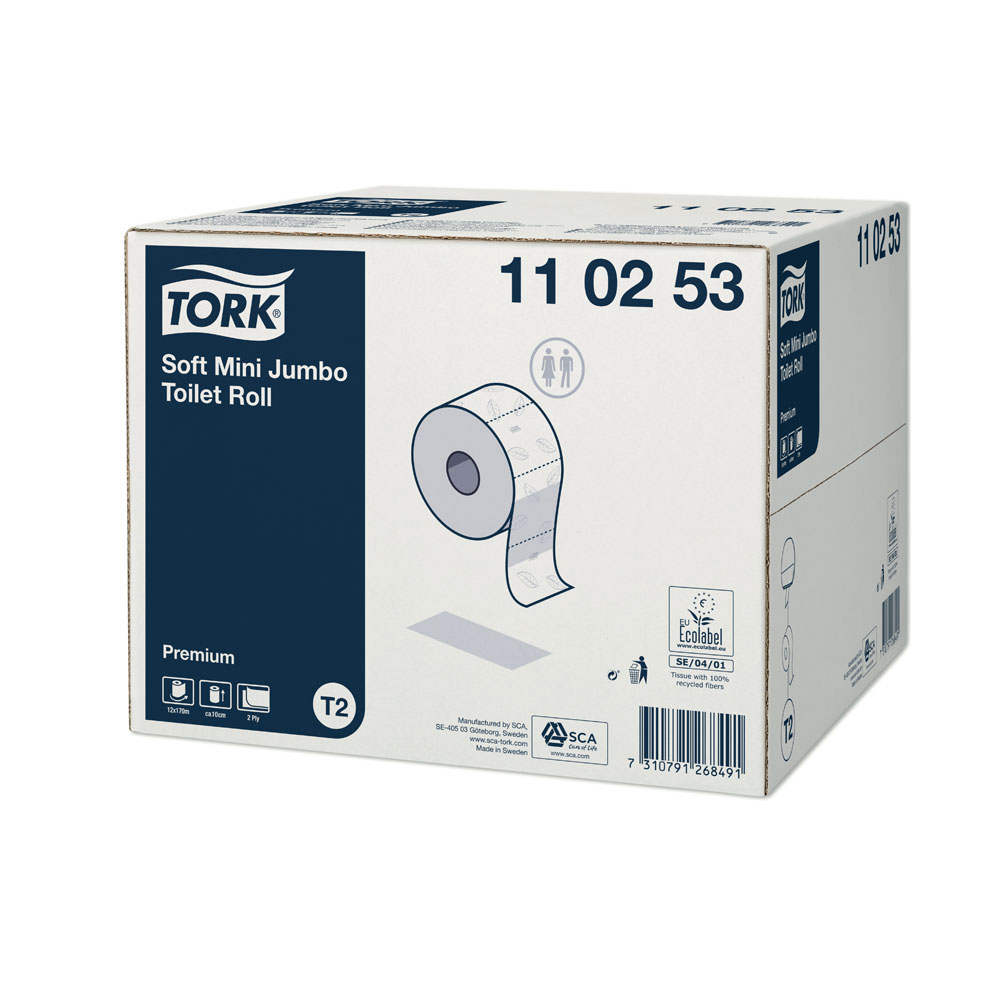 Papier toilette T-Tork mini jumbo - 1 colis de 12 rouleaux