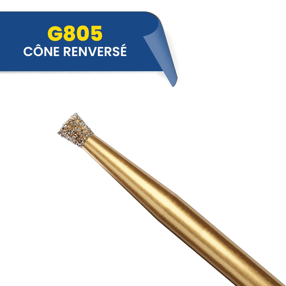 805 - Fraise diamantée cône renversé (bte de 5)