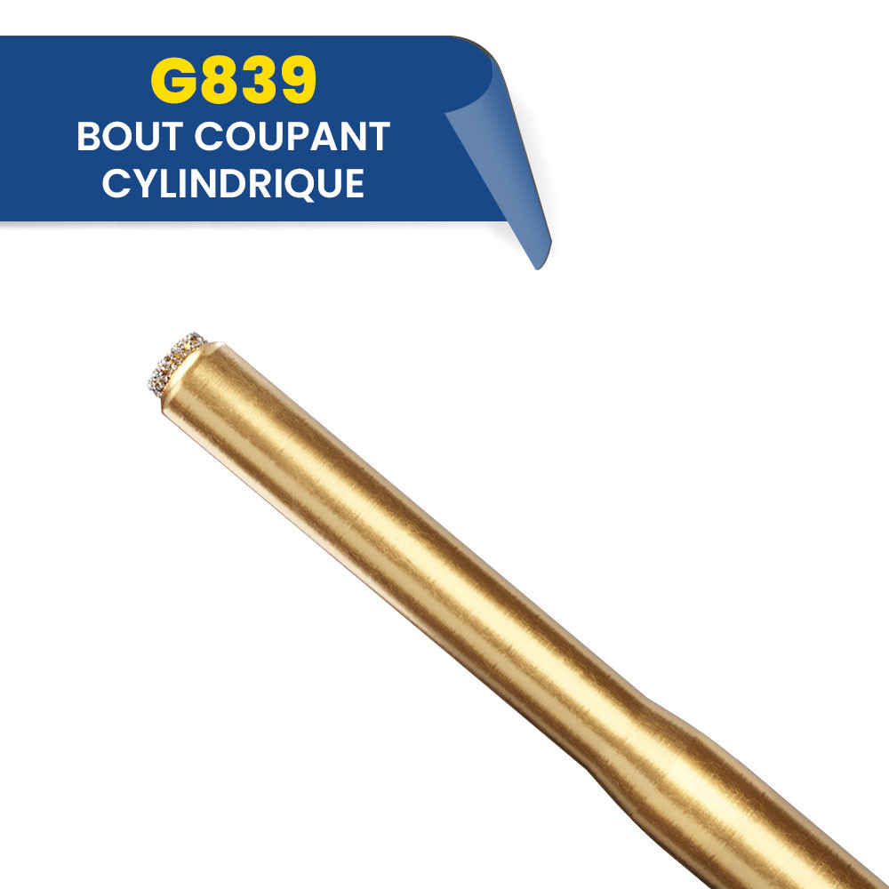 839 - Fraise diamantée bout coupant cylindrique (bte de 5)