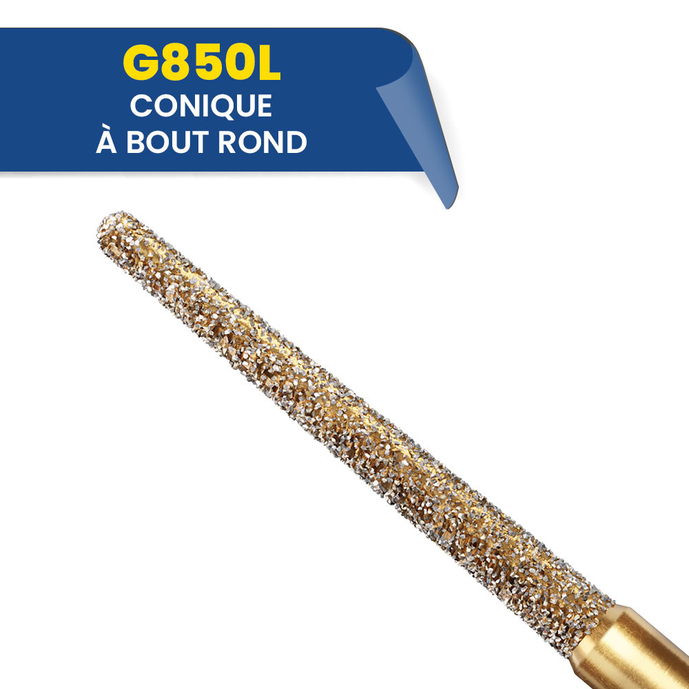 Fraises diamantées coniques à bout rond G850L