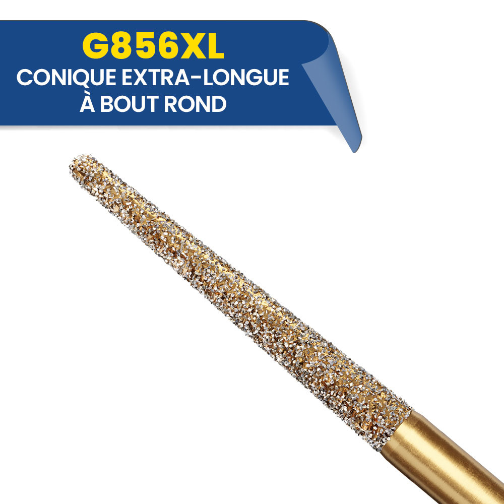 Fraises diamantées coniques extra longue G856XL (bte de 5)