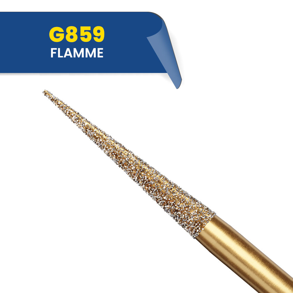 Fraises diamantées coniques flamme G859 (bte de 5)