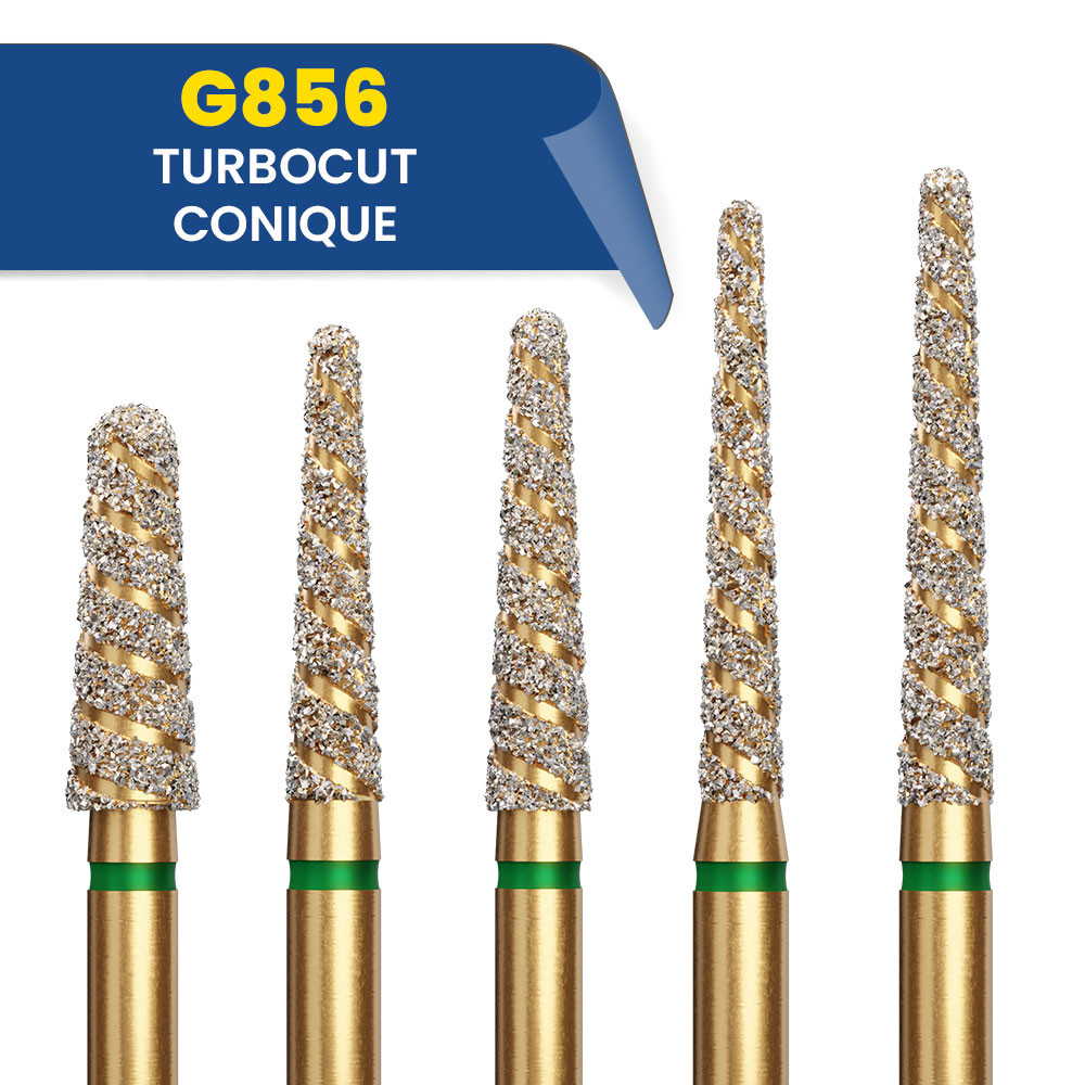 856 - Fraise diamantée Turbocut conique (bte de 5)