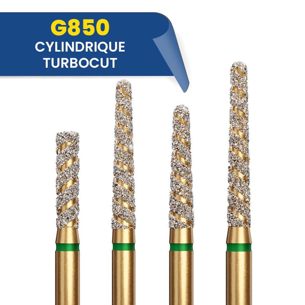 850 - Fraise diamantée cylindrique Turbocut (bte de 5)