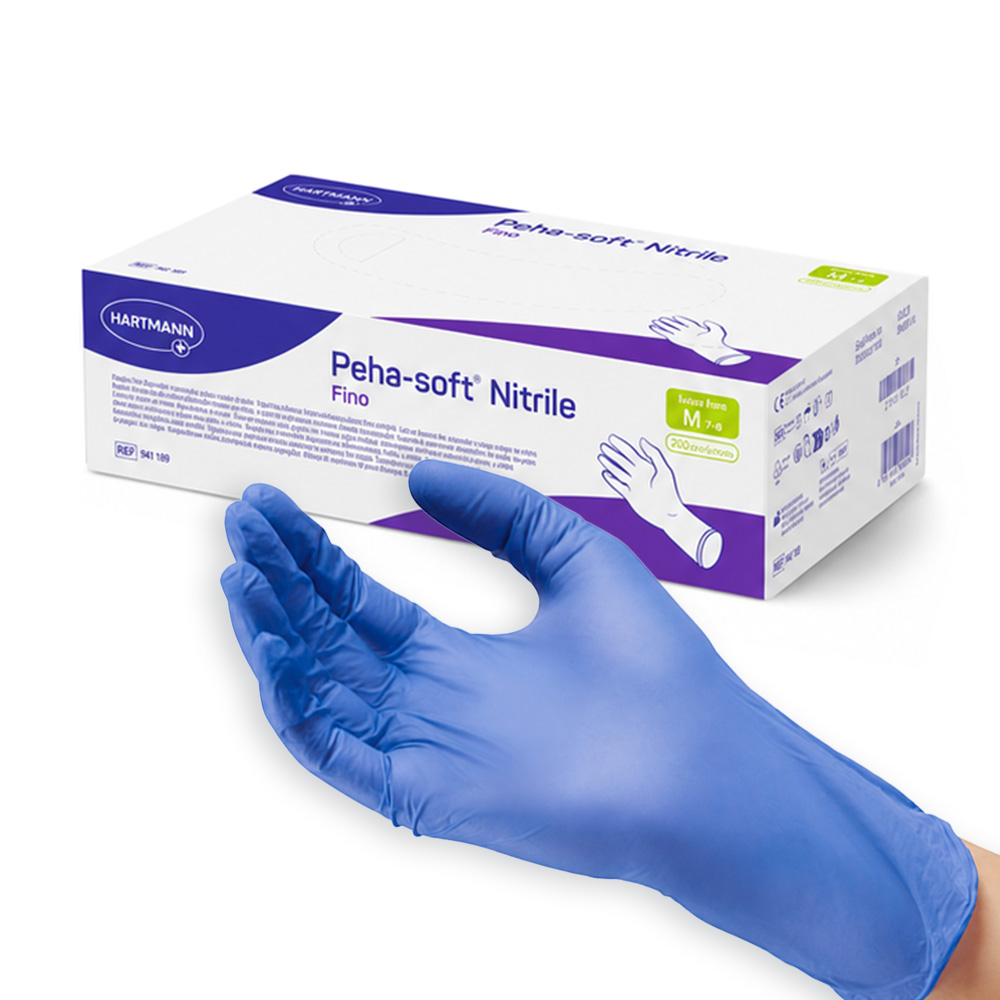 Gants en nitrile bleus Peha-Soft Fino - boîte de 150