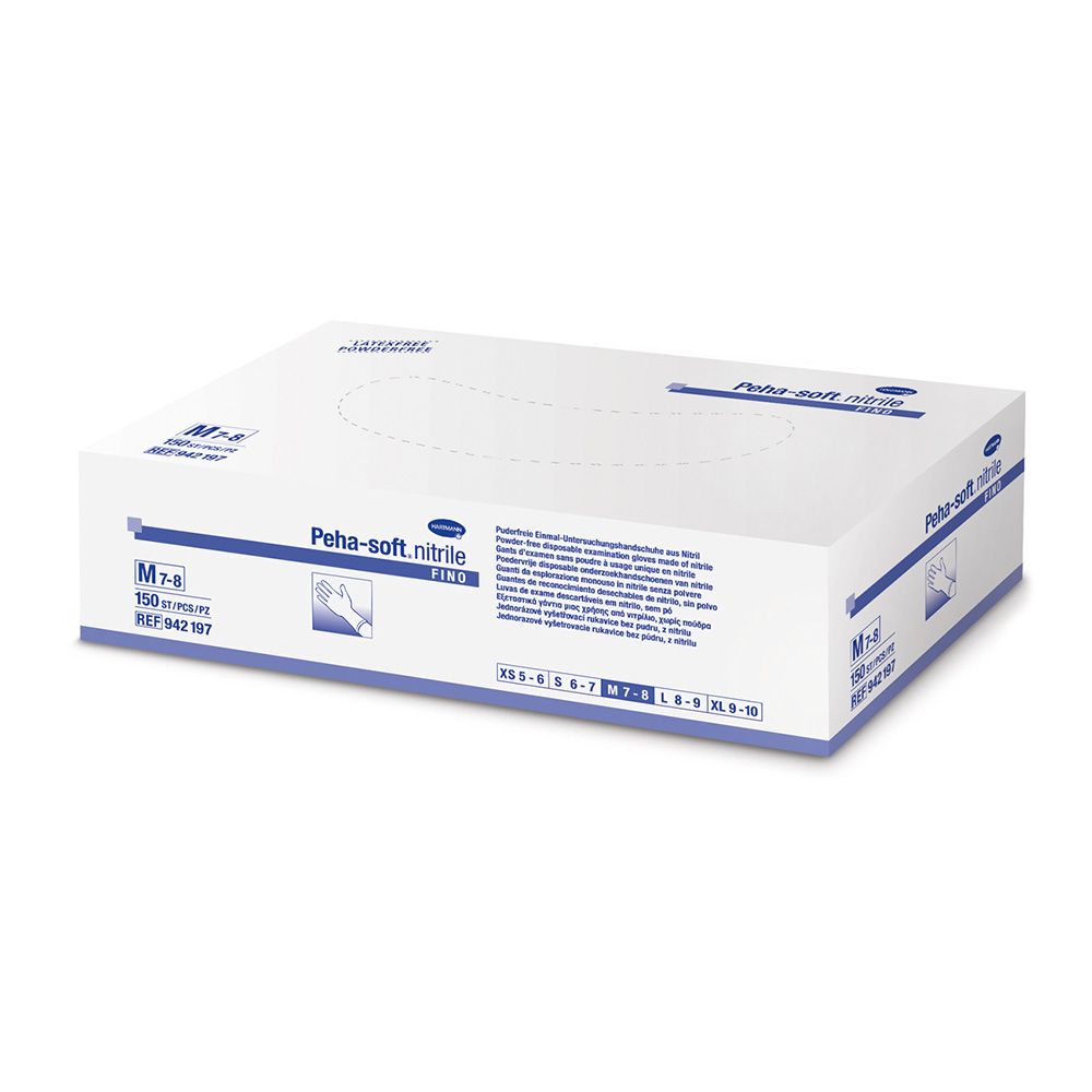 Gants en nitrile bleus Peha-Soft Fino - boîte de 150