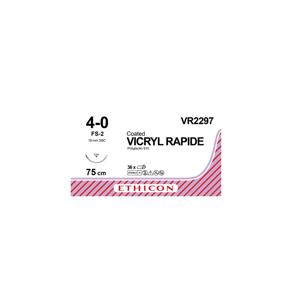 Fils de suture Ethicon Vicryl Rapide Résorbable 4/0 75cm FS-2 VR2297