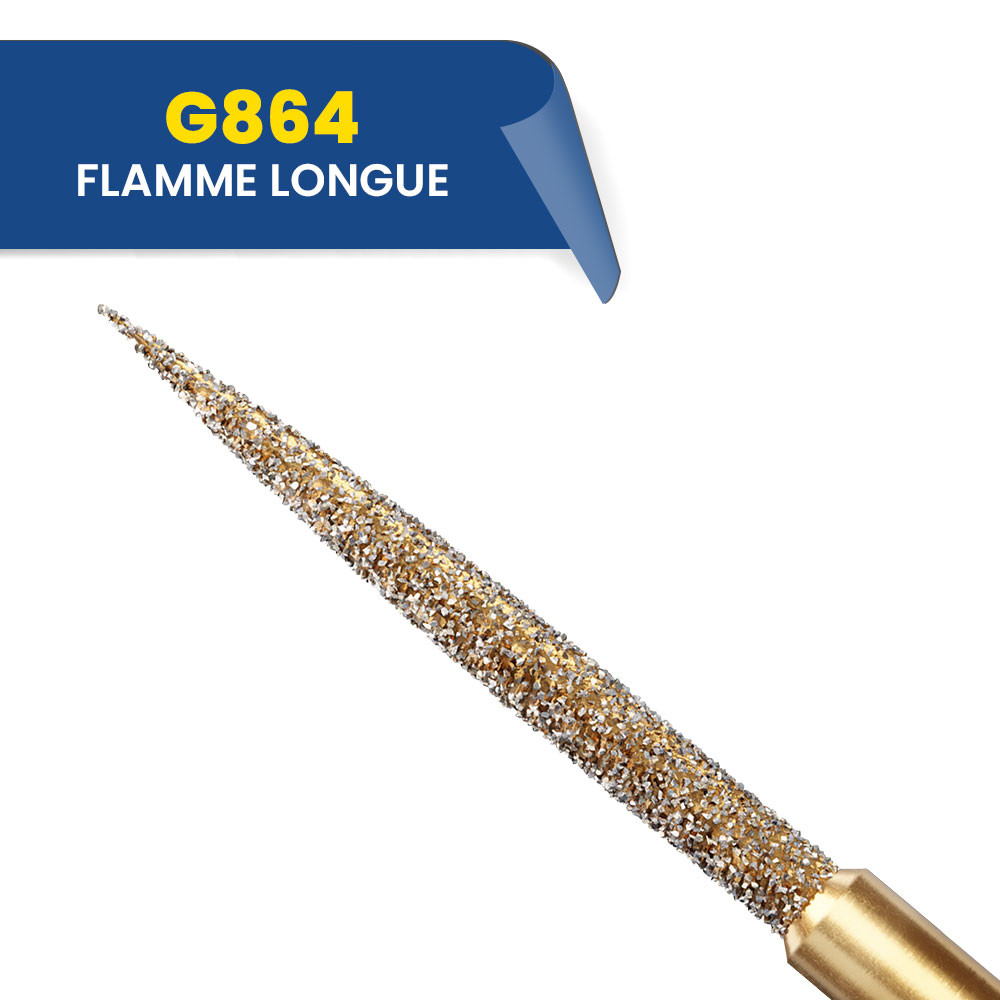 Fraises diamantées flamme longue G864 (bte de 5)