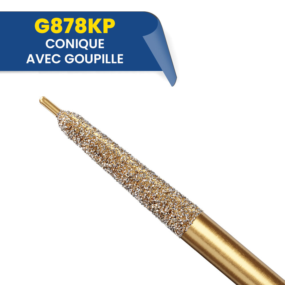Fraises diamantées coniques avec goupille G878KP