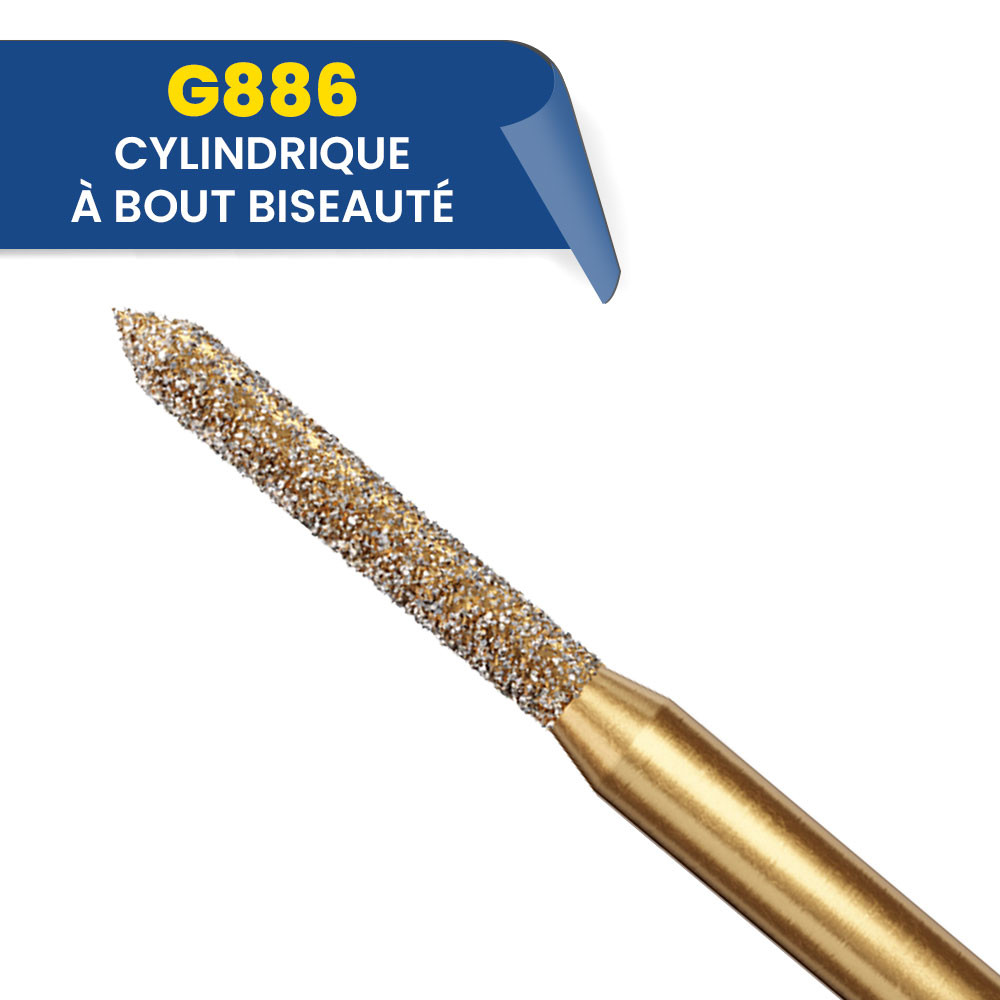 Fraises diamantées cylindrique à bout biseauté G886 (bte de 5)