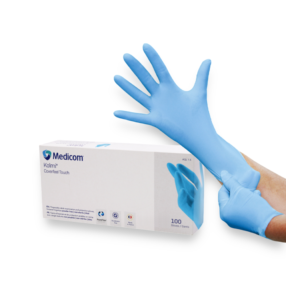 Gants nitrile sans poudre bleu