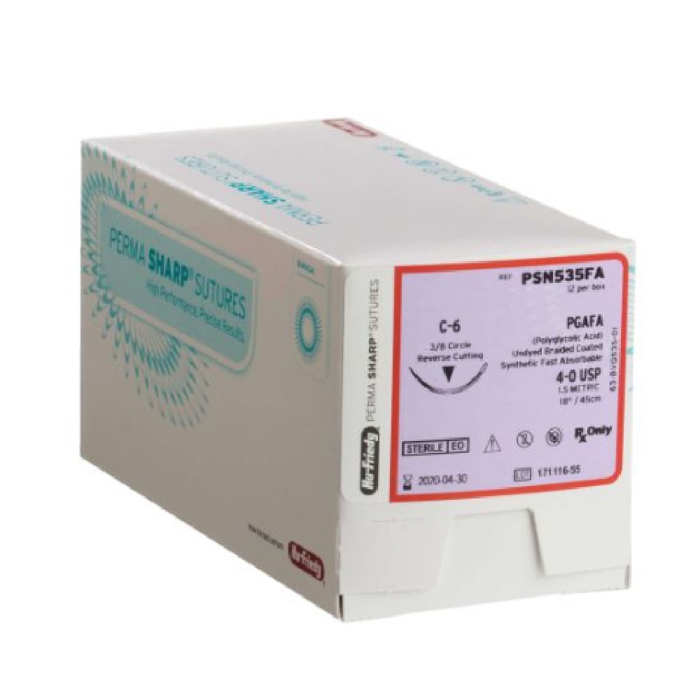 Sutures PGA 4-0 C-6 non teinté  3/8 PSN525FA