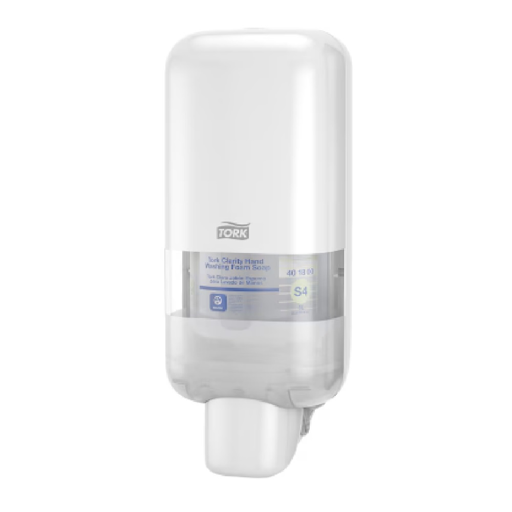 Distributeur savon et désinfectant blanc S4