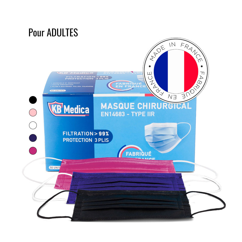 Masques chirurgicaux adulte type IIR - boîte de 50