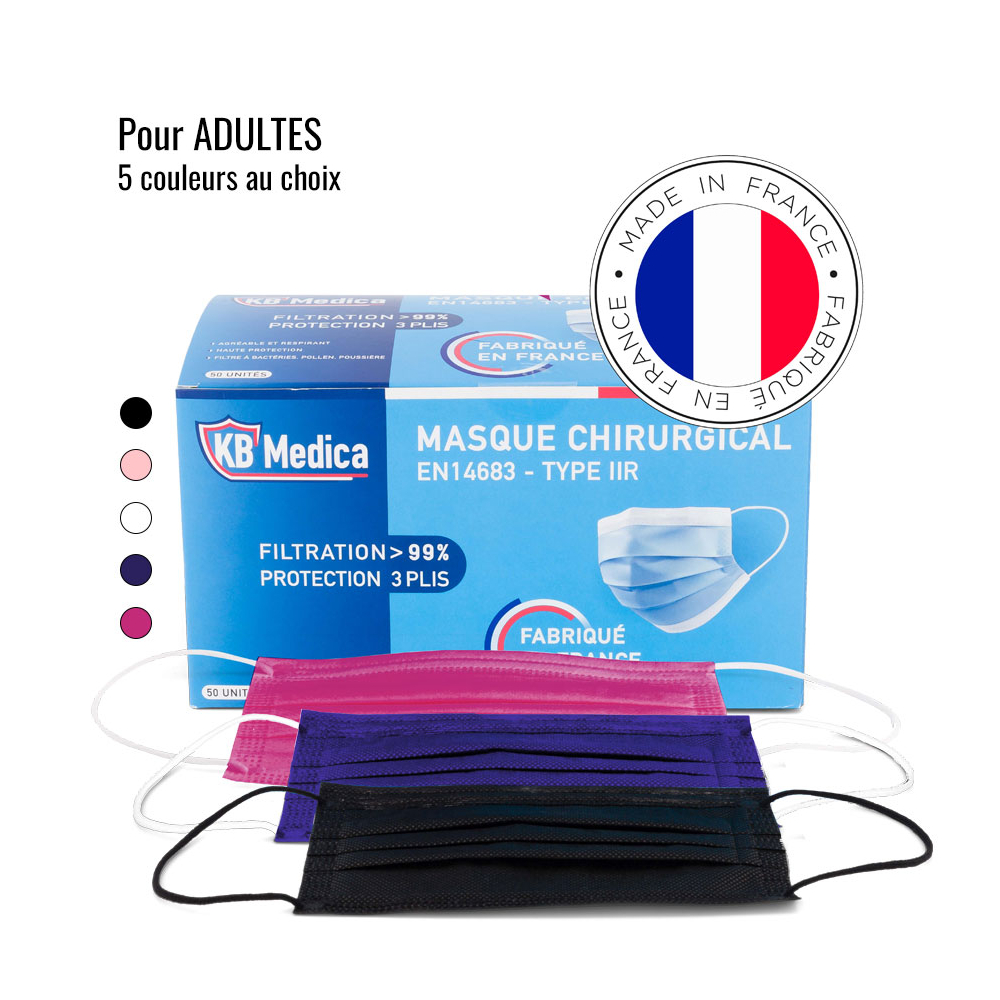 Masques chirurgicaux adulte type IIR - boîte de 50