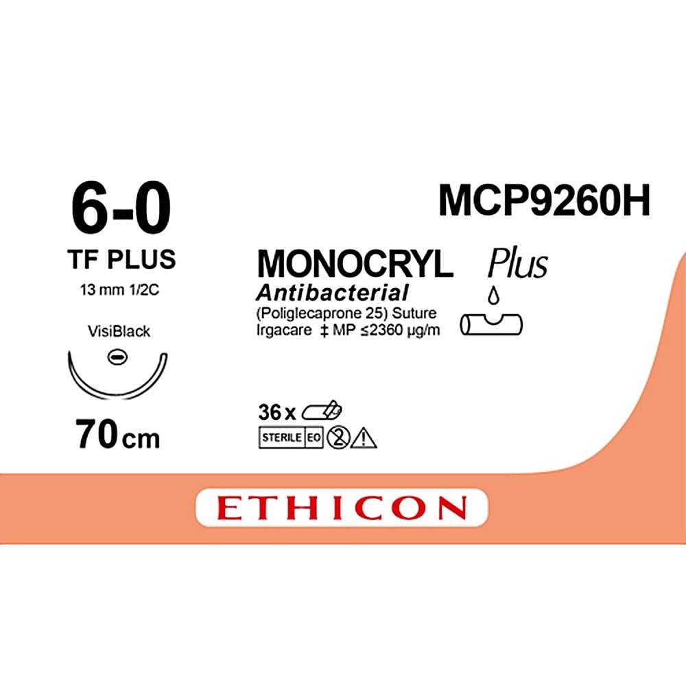 Monocryl Plus violet résorbable 6-0 /70 cm - 13 mm (bte de 36) 