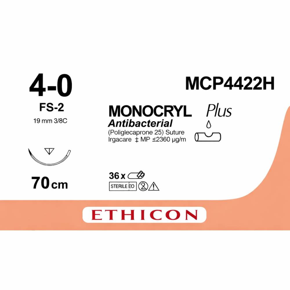 Monocryl Plus incolore résorbable 4-0 /70 cm - 19 mm (bte de 36)
