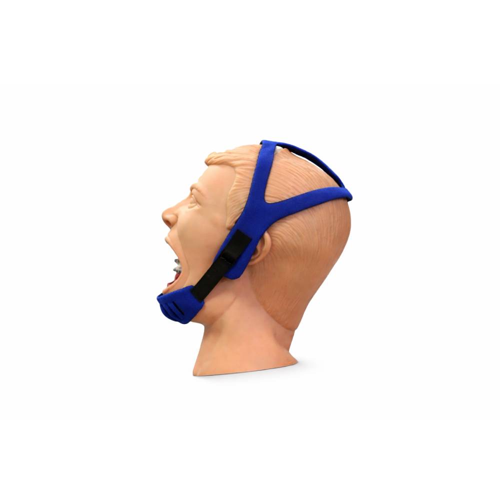 Casque de traction bleu avec support pour menton