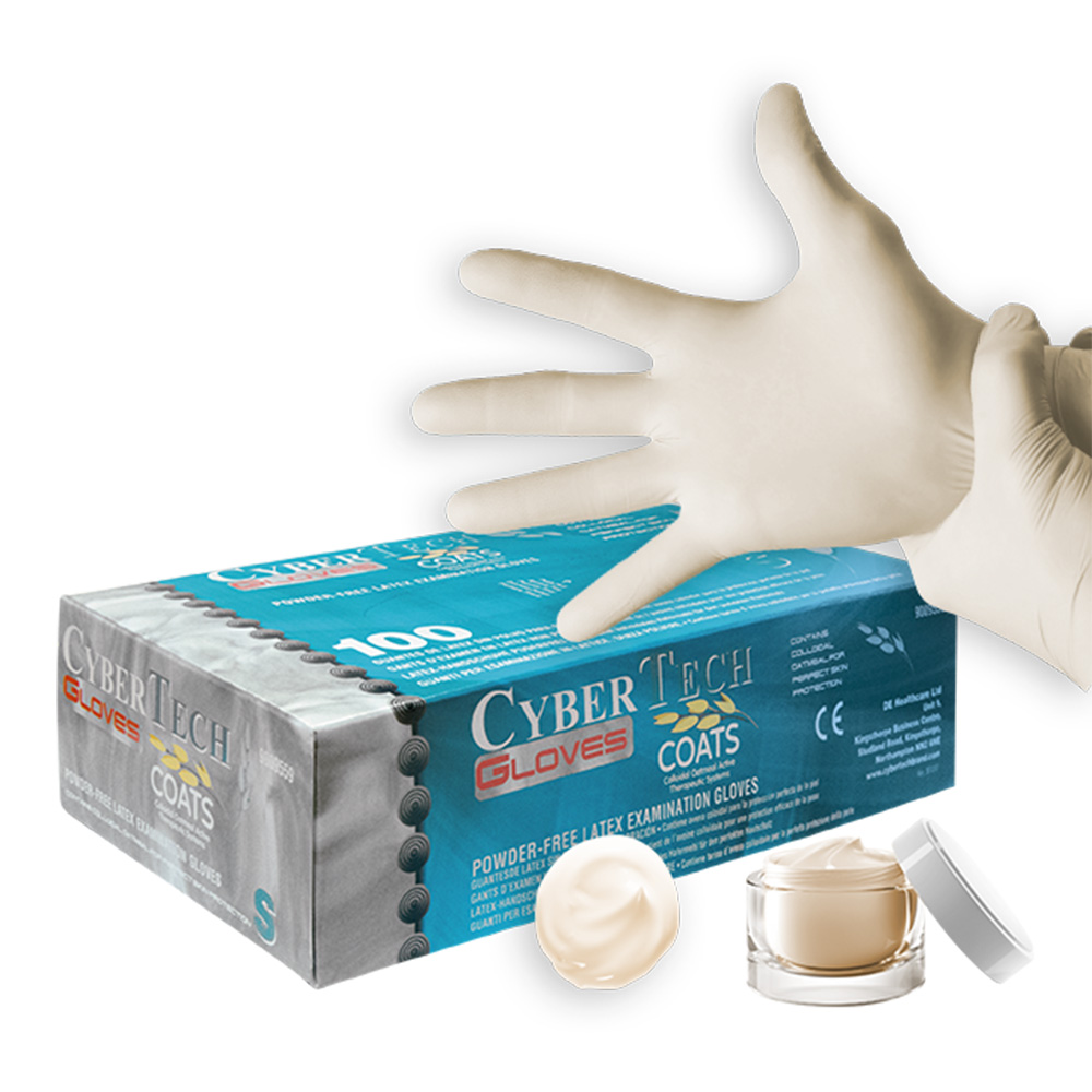Gants enduits de crème au son d'avoine non poudrés - boîte de 100