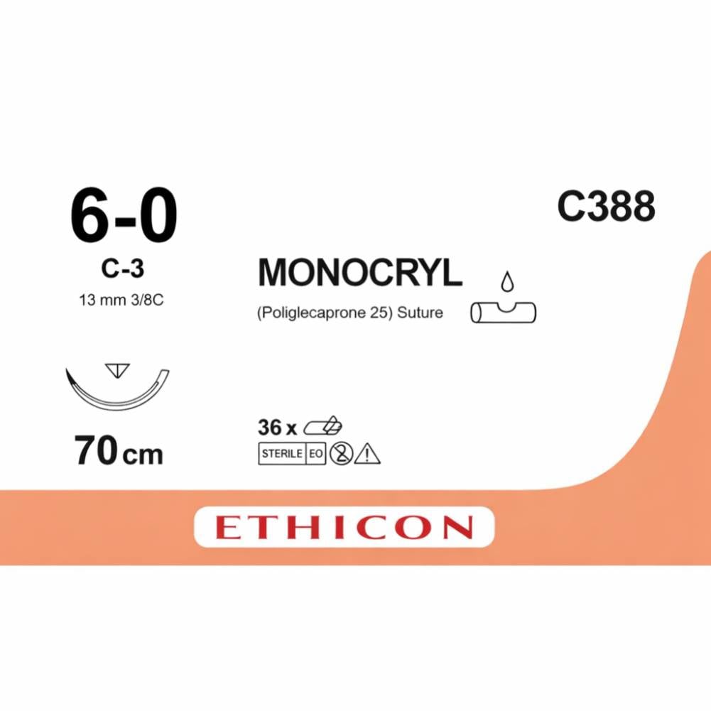 Monocryl incolore résorbable  6-0 /70 cm (bte de 36)           