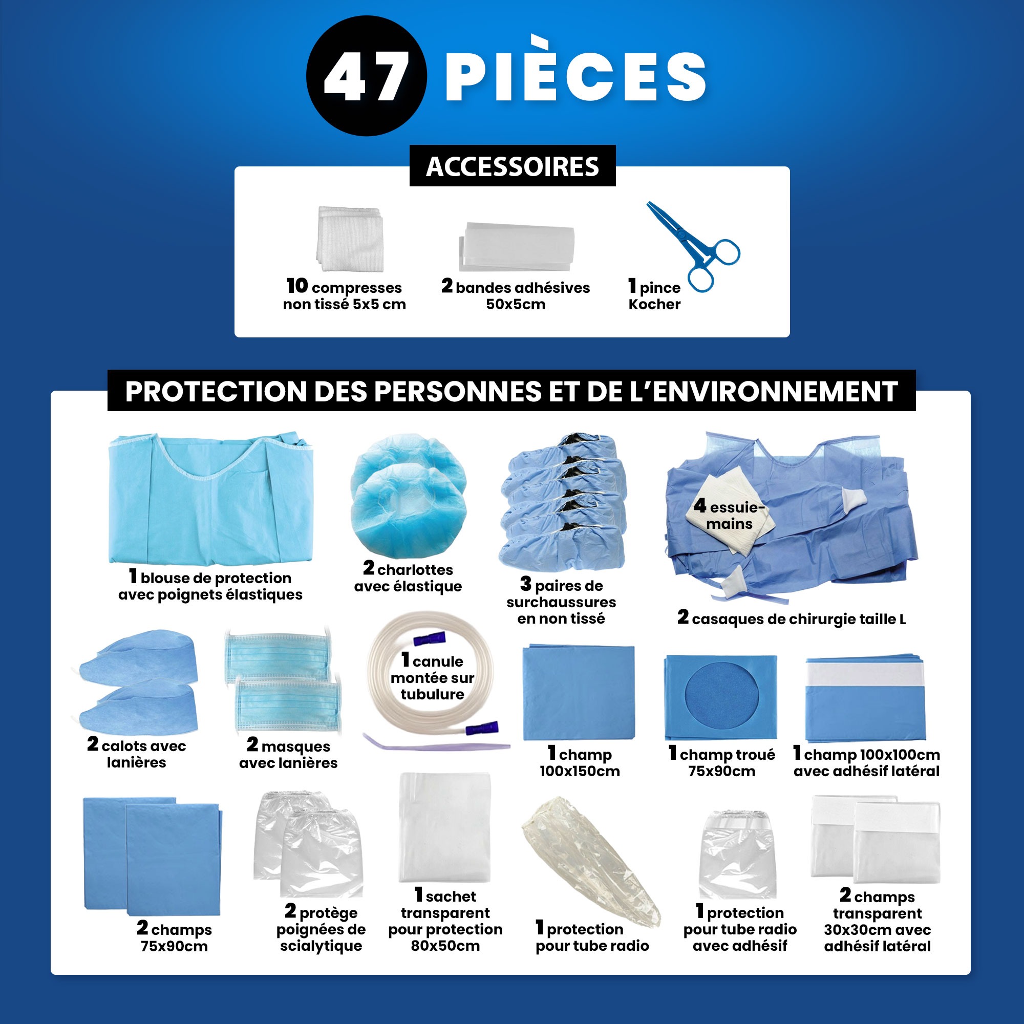 Kit stérile d'Implantologie Medikit Duo - 47 pièces