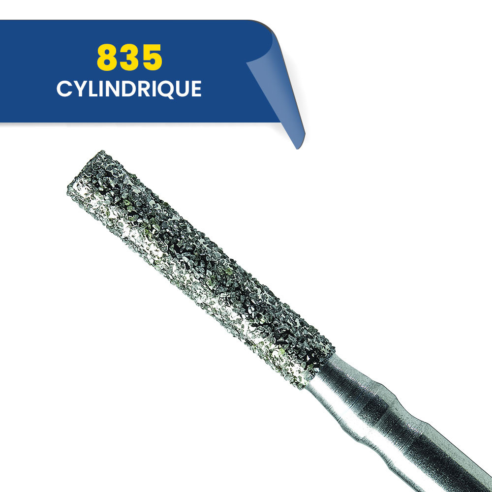 835 - Fraise diamantée FG cylindrique bout plat (bte de 25)