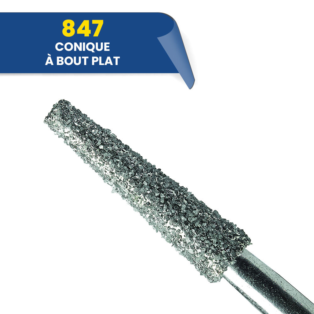 847 - Fraise diamantée FG conique bout plat (bte de 25)