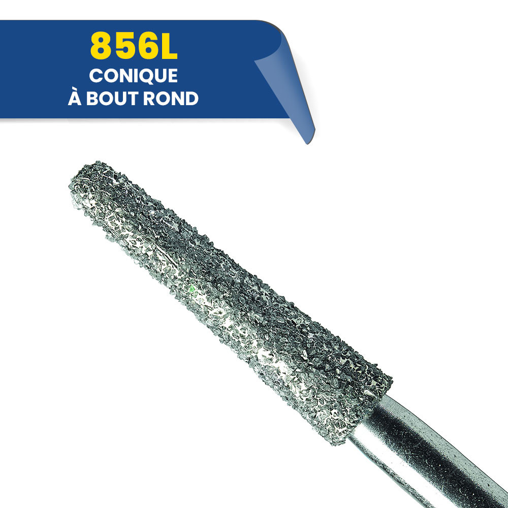856L - Fraise diamantée FG conique bout rond 314 018 Gros (bte de 25)