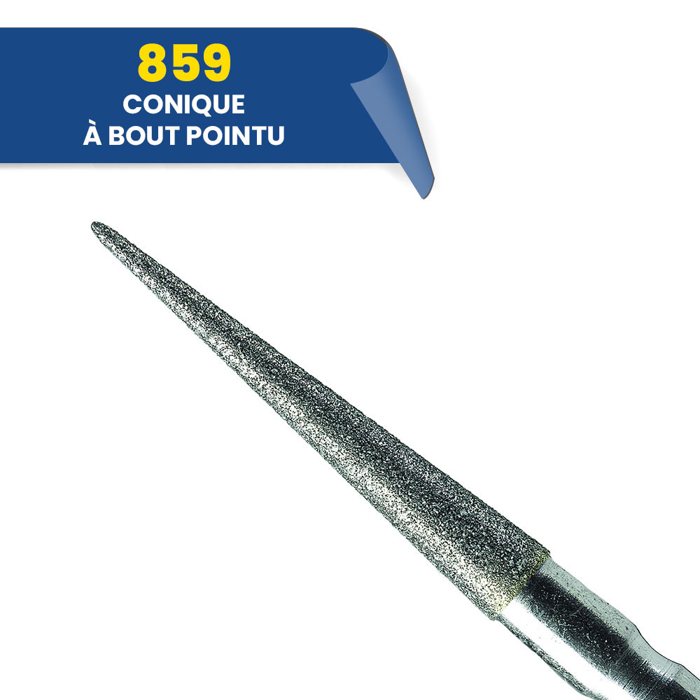 859 - Fraise diamantée bout pointu (bte de 25)