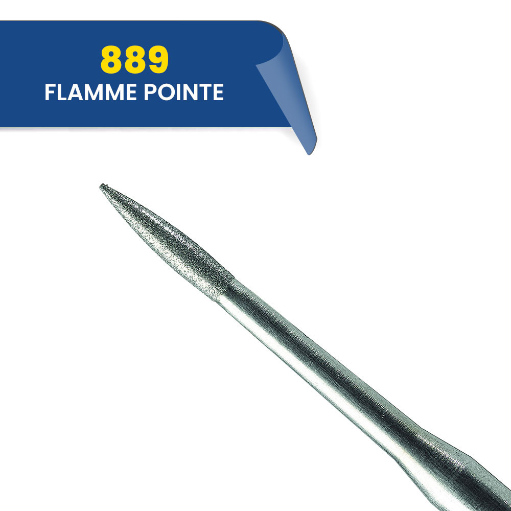889 - Fraise diamantée FG flamme pointe 314 008 Fin (bte de 25)