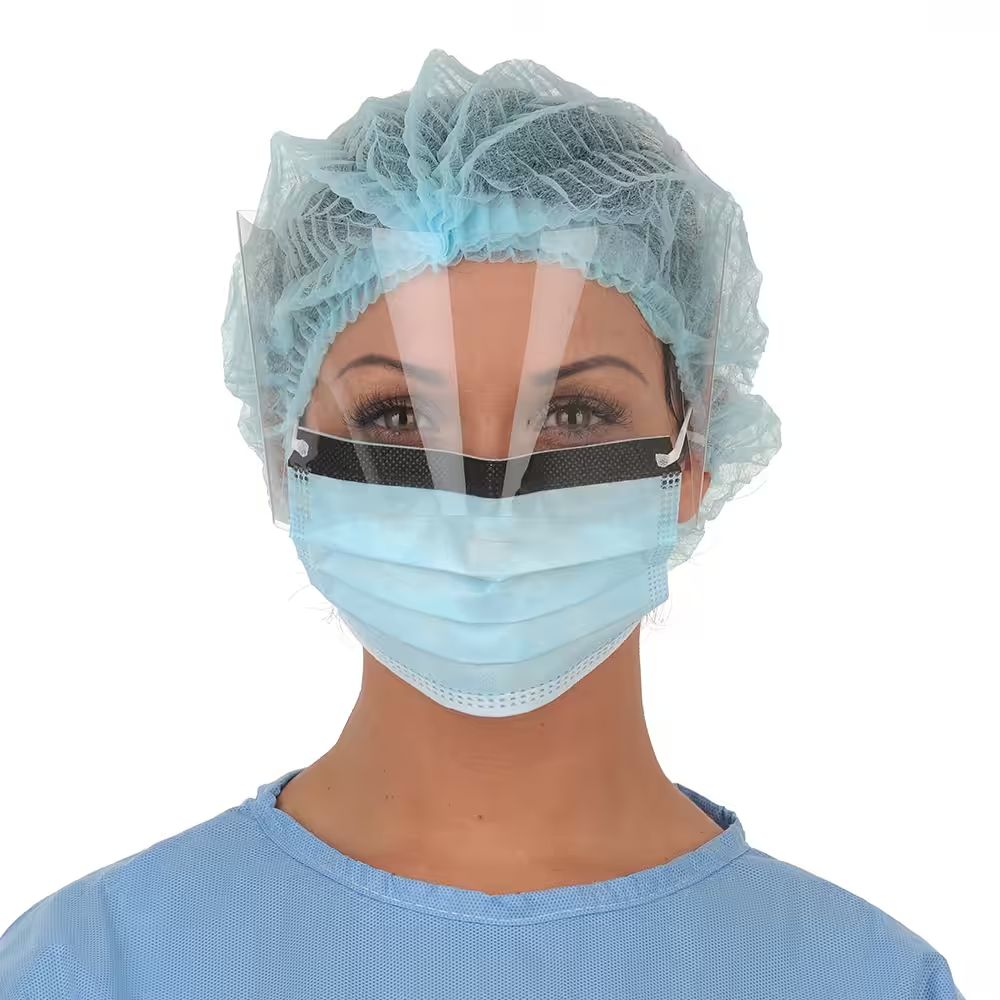 Masques à élastiques bleus avec visière  (25) 