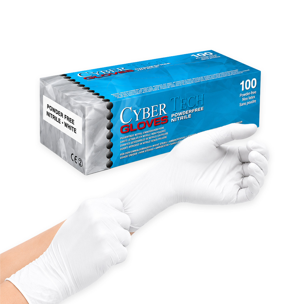 Gants nitrile sans poudre - blanc - taille M (100)