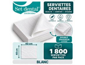 Serviettes papier 2 plis blanches - 40 x 40 cm - colis de 1800