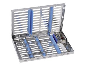 Cassette inox 28 x 18 - mixte bleue