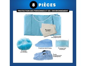 Mini kit stérile de protection assistant(e) - 8 pièces - lot de 10