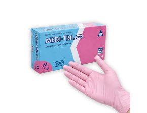 Gants Medi-Tril nitrile roses non poudrés - boîte de 100