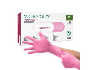 Gants nitrile Micro-Touch Nitrafree rose sans accélérateurs chimiques ANSELL - boîte de 100