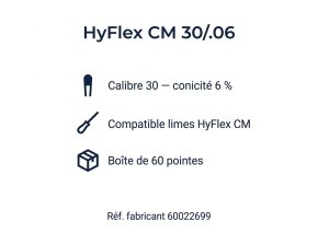 Pointes de gutta HyFlex CM 30/06 pour obturation canalaire - boîte de 60