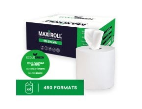 Bobine maxi ouate 2 plis blanche - colis de 6 rouleaux de 450 feuilles