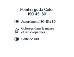 Pointes de gutta color ISO 45-80 radio-opaques - boîte de 100
