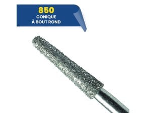 850 - Fraise diamantée FG conique longue bout rond (bte de 25)