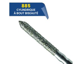 885 - Fraise diamantée FG cylindrique bout biseauté - 314 012 Gros (bte de 25)